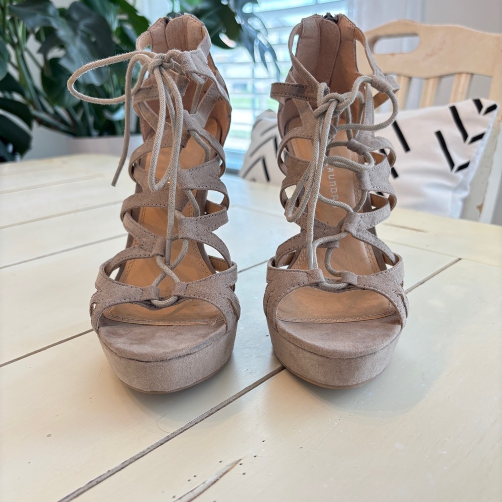 Chinese Laundry Strappy Sandal Heels Women’s 7.5 Beige Taupe - Picture 12 of 16